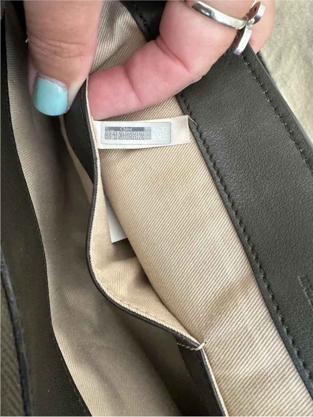 Chloe Faye Day Bag Dark Grey Leather Medium